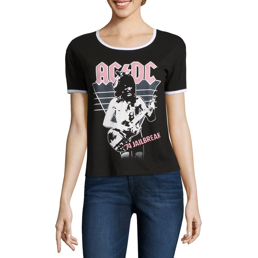 New! AC/DC '74 Jailbreak Ringer T-Shirt Rock Band Tee